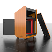 Back view of the RackStandard Lectern showing Rack installation